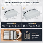 3PCS Vacuum Bags for Travel with Pump, Reusable, Waterproof, Grey - Image 2