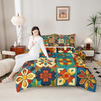 Erosebridal Colorful Mexican Talavera Tile Toddler Bedding Set - Vintage Floral Comforter Sets, Exotic Ethnic Bohemian Bed Set for Kids, Patchwork Flower Room Decor - 1 Pillowcase by Erosebridal