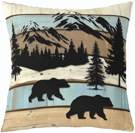 Feelyou Vintage Bear Throw Pillow Covers Reversible Decorative - Image 5