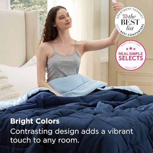 Bedsure Twin XL Comforter Duvet Insert - Bedding Quilted, Navy Blue/Blue - Image 6