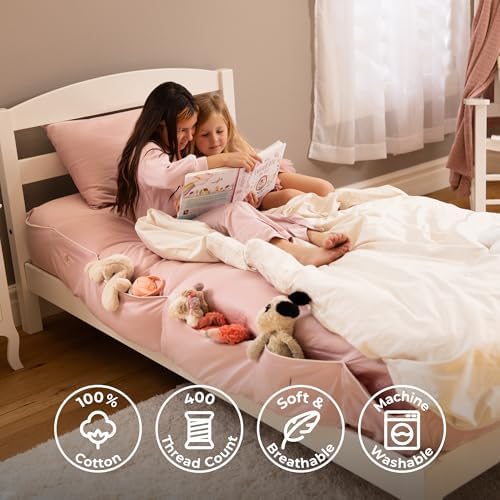 NEST and NOOKS Twin XL Cotton Fitted Sheet with Side Pockets + Pillowcase - Image 5