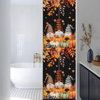 Window Privacy Film Frosted, Thanksgiving Gnomes Reusable Static Cling Window Tints, Fall Pumpkin Maple Leaves Black Heat Control Windows Films for Offices, Balcony, 29.5 x 118 Inches - Image 3