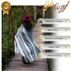 Alpaca Wool Throw Blanket | Warm, Ultra-Soft, 85" x 65" | Breathable, Non-Itchy Blanket-Throw | Hypoallergenic and Beautiful Fabric (Gray & Green) - Image 3