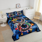 King Size Comforter Sets for Boys Kids,Racing Car Bedding Comforter Sets,Cars Bedding for Teens Men,Cars Lover Bedding,Cool Race Cars Quilt Bed Set with 1 Comforter 2 Pillowcases(Blue Red) - Image 3