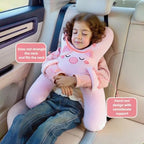 Car Pillow for Travel Animal-Themed Car Seat Cushion with Safety Belt Protector Soft Plush Material 4 Cute Styles: Pig, Dog, Rabbit, Panda (Panda) - Image 3