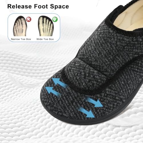 Scurtain Mens House Slippers Comfortable Wide Diabetic Orthopedic Shoes - Image 4