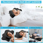 Hahafelt 2 Pcs Cooling Cervical Pillowcase, Black, Standard Size - Image 6