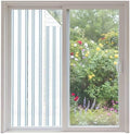 Window Privacy Film Frosted, Blue Stripes Non-Adhesive Static Cling Window Tint, Farmhouse Vertical Lines Modern Minimalist Insulated Windows Frosted Films for Living Room, 35.4 x 78.7 Inches by Unknown