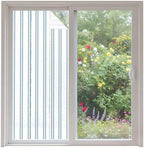 Window Privacy Film Frosted, Blue Stripes Non-Adhesive Static Cling Window Tint, Farmhouse Vertical Lines Modern Minimalist Insulated Windows Frosted Films for Living Room, 35.4 x 78.7 Inches by Unknown