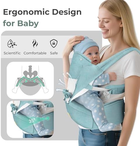 FRUITEAM Safety-Certified Baby Carrier with Hip Seat Newborn to Toddler - Image 2