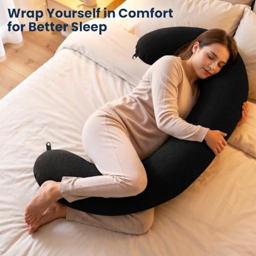 TranquilRelax C Shaped Body Pillow for Side Sleepers, Black-47 * 10" - Image 7