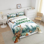 Erosebridal Happy Camping Full Comforter Set,RV Camper Bedding Set for Kids Boys Girls Bedroom Decor,Hunting Deer Fishing Bed Set Rustic Mallard Duck Bedding Comforter Sets,2 Pillowcases - Image 4