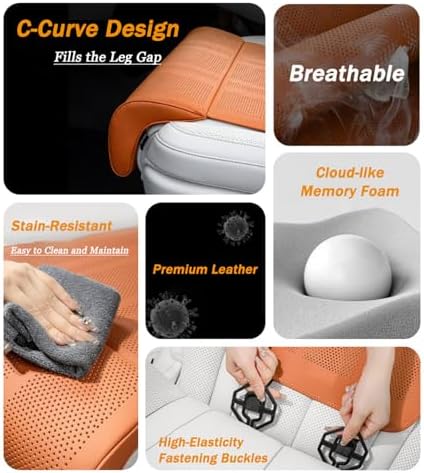 Car Seat Extender Cushion for Volvo XC60 2010-2025, C-Shape Curve Leg Support Pad, Long Travel Relieve Leg Fatigue,Orange - Image 4