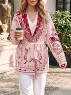 Saodimallsu Womens Fall Tassel Shawl Collar Cardigan Paisley Wrap Sweaters - Image 4