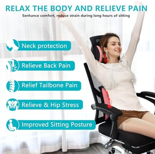 FLORICH Lumbar Support with Car headrest Back Pillow for Chair Headrest Pillow with Gel Memory Foam Massage Point Memory Foam Back Pillow for Office Chair(Dark Pink) - Image 3