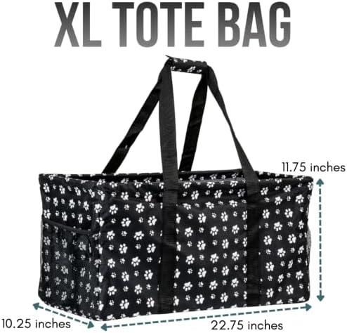 Extra Large Utility Tote Bag - Oversized Collapsible Beach Bag - Dog Paw - Image 4