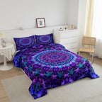 Erosebridal Mandala Comforter Set Twin Boho Chic Medallion Bedding Set for Kids Girls Teens Women Bedroom Decor, Bohemian Exotic Flower Quilted Duvet Mandala Tie Dye Spiral Comforter+1 Pillow Case - Image 2