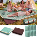 Boao Extra Large Picnic Blanket, 98" x 78" Green Gingham Picnic Blanket Set by Boao