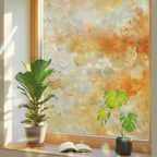 Orange Fall Ombre Window Privacy Film Rainbow Static Cling Stain Glass Window Film for Glass Door, Decorative Heat Blocking Sunroof Decal Sticker for Car 23.6"x78.7" Watercolor Abstract Oil Painting by AMZRicher