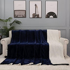 NANPIPER King Size Sherpa Blanket, Soft Fleece Throw for Bed, Reversible Thick Fuzzy Blanket for Winter (Navy Blue, 90x108 inches) - Image 4