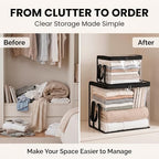 Clear Storage Bins with Lids, Plastic Storage Boxes and Closet Organizers for Under Bed Toy Storage, Foldable Moving Bags for Packing Clothes (Black-8PCS, Small: 12.6 x 9.5 x 9.8 in) - Image 7