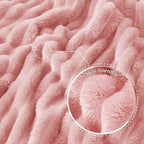 Exclusivo Mezcla Striped California King Fleece Bed Blanket, Pink - Image 5
