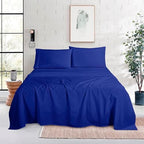 Mocassi Queen Size 4-Piece Bed Sheet Set - 1800 Premium Hotel Quality Microfiber 18-24 Inches Extra Deep Pocket Fitted Sheet- Luxury Soft, Breathable, Wrinkle, and Fade Resistant, Imperial Blue - Image 2