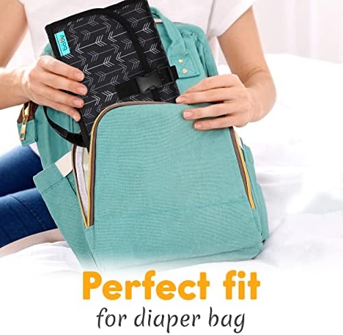 Kopi Baby Portable Diaper Changing Pad, Wipes Pocket, Premium Black Arrows - Image 6