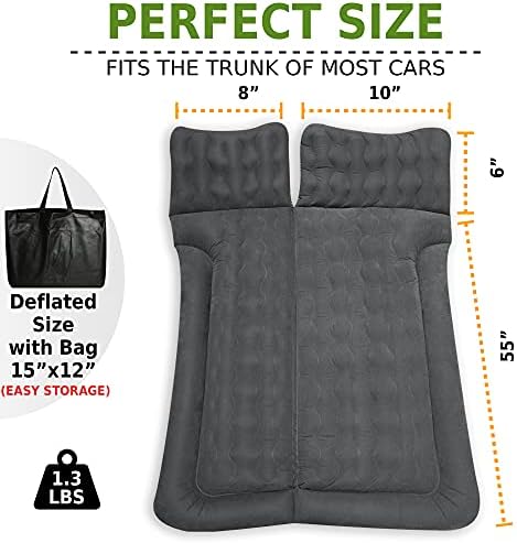 ZONETECH Car Trunk Inflatable Air Mattress - Premium Quality Easy Inflation Air Pump Flocking Surface Back Seat Thickened Bed with 2 -Pillows for Travel Camping Family Outing - Image 2