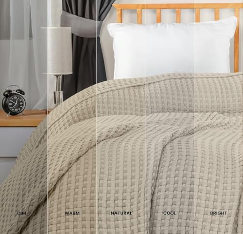 Utopia Bedding 100% Cotton Waffle Blanket Big Size Khaki, 120x120 Inch - Image 2