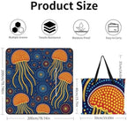 Zipper Foldable Picnic Blanket Jellyfish Orange Yellow 78.7x78.7 Inch - Image 3