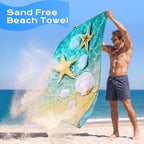 Genovega 2 Packs Microfiber Oversized Lightweight Thin Beach Towel Sandproof Compact Quick Dry Clearance Towels Extra Large Sand Free Travel Essentials Accessories Women Gift Blue Flowers Coast - Image 4