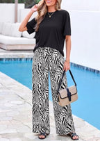 PRETTYGARDEN Women‘s Summer 2 Piece Sets Short Sleeve Tops Beach Boho Pants - Image 2