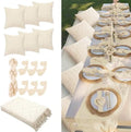 14 Pack Extra Large White Picnic Blanket Kit 91x71'' Outdoor Boho White Rug by Beeveer
