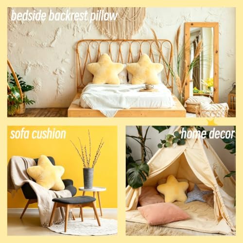 4 Pack Star Car Headrest Pillow and Lumbar Support Pillow Soft Yellow Star Decorative Pillows for Driving Cars Decor - Image 4