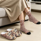 Womens Fuzzy Slipper with Socks Warm Cozy House Slipper and Socks Set Plush Winter Shoes for Indoor - Image 4