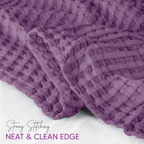 Utopia Bedding 100% Cotton Waffle Blanket Twin Size Plum, 90x72 Inch - Image 4