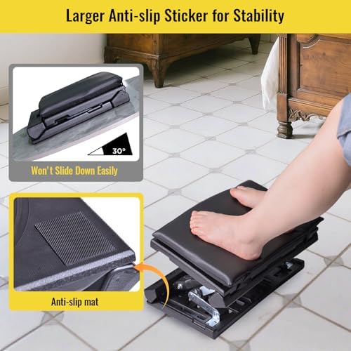 Foot Rest for Under Desk at Work Enlarged, Ergonomic Footrest with Adjustable Height and Angle, Foldable Foot Stool with Removable Pad Massage Beads for Office Gaming Chair Black - Image 4