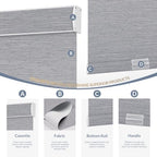 Boolegon Blackout Roller Shades for Windows, Light Grey, 36" W x 64" H - Image 3