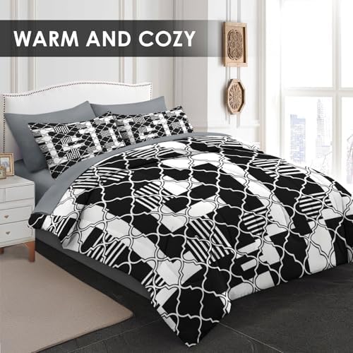 WeCozy Twin Comforter Set with Sheets, 5 Pieces Geometric Moroccan Bedding - Image 4