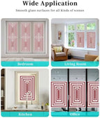 Window Privacy Film Frosted, Red White Geometric Reusable Static Cling Window Tints, Square Minimalist Modern Heat Control Windows Films for Offices, Balcony, 29.5 x 118 Inches - Image 7