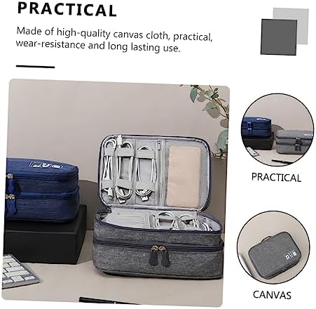 jojofuny 2pcs Multifunctional Storage Bag Canvas Earphone Travel Charging Pack - Image 2