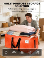 HOMESURE Supports 200lbs Heavy Duty Moving Bags - Strong Zipper & Wrap-Around Handles - Water-Resistant Storage Totes, Durable Alternative to Moving Boxes - 12 Pack - Orange - Image 4