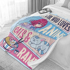 Anime Throw Blanket, Anime Gifts for Girls, Kawaii Cats Ramen Decoration - Image 2
