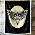 Sleepwish Throw Blanket Sherpa Fleece Halloween Black Queen Blanket Moth by Sleepwish