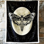 Sleepwish Throw Blanket Sherpa Fleece Halloween Black Queen Blanket Moth by Sleepwish