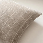 Decorative Chenille Plaid Boho Throw Pillow Covers Oatmeal 24x24 Set of 2 - Image 6