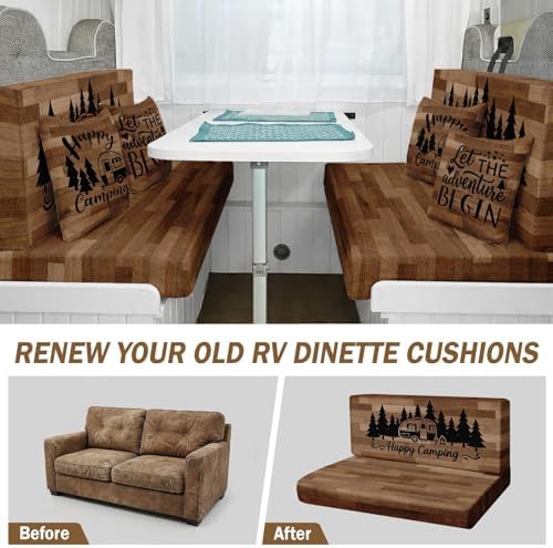 Britimes RV Dinette Cushion Covers Set, 6 Pack, for Camper, Wood Rustic - Image 3