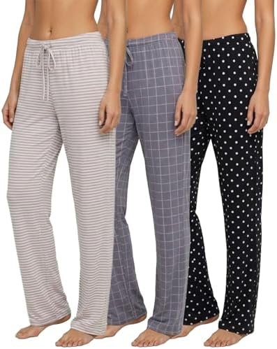 3 Pack Women's Pajama Pants Soft Lounge PJ Bottoms Comfy Sleepwear Pijamas by RealEssentials