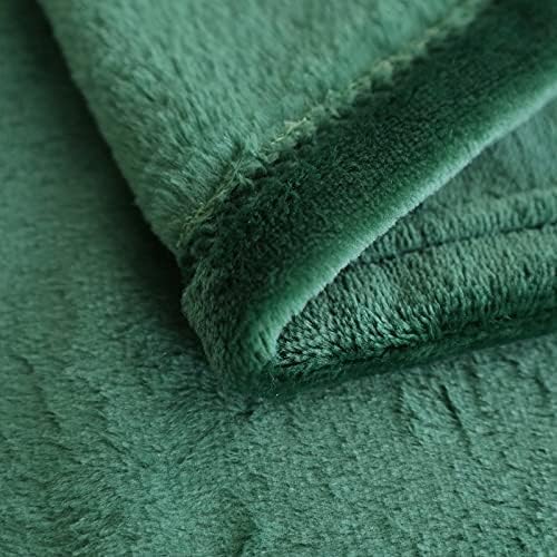 SOCHOW Flannel Fleece Blanket Queen Size, All Season Lightweight Super Soft Cozy Blanket for Bed or Couch, Green 90inch X90'' - Image 4